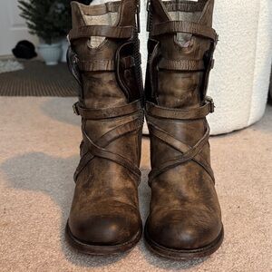 Freebird Brown with black Leather Women's Boots